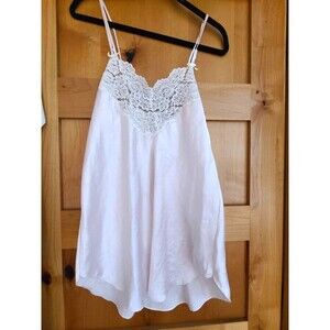 Vintage Y2K Coquette Girly Soft Girl Era Dainty Pink Satin Tank Top Lace MEDIUM